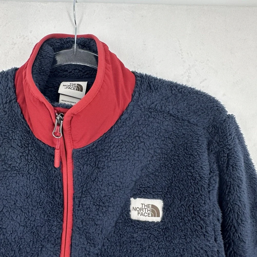 The North Face Campshire Fleece Jacket Mens S Navy Blue Red Accents Full Zip